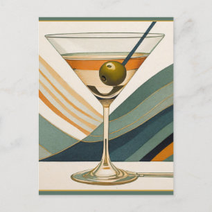 Carte Postale Mid Century Modern Martini Cocktail Heure