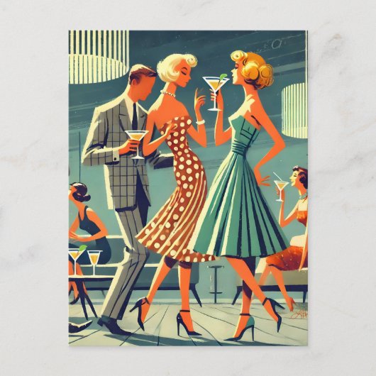 Carte Postale Mid Century Modern Martini Dance Cocktail Party (Devant)