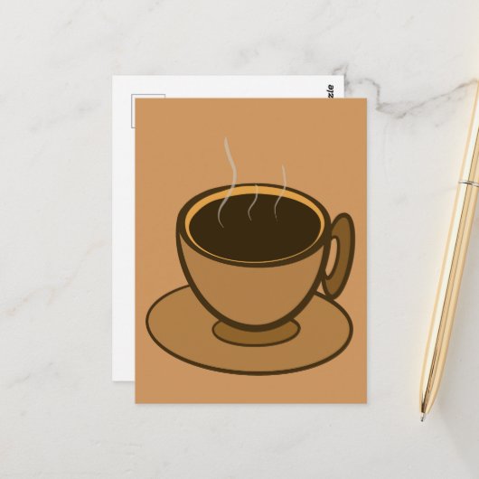 Carte Postale Mid Century Moderne Brown Cosy Coffee Cup (Devant/Arrière en situation)