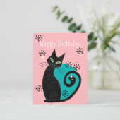 Carte Postale Mid Century moderne chat atomique Retro Joyeux ann (Debout devant)