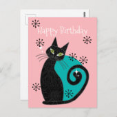 Carte Postale Mid Century moderne chat atomique Retro Joyeux ann (Devant / Derrière)