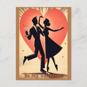 Carte Postale Mid Century moderne Valentine Dancing Couple
