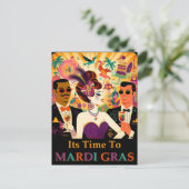 Carte Postale Mid Century Retro 60s Mardi Gras Cocktail Party (Debout devant)