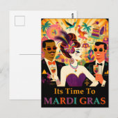 Carte Postale Mid Century Retro 60s Mardi Gras Cocktail Party (Devant / Derrière)
