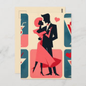 Carte Postale Mid Century Valentine Dancing Couple (Devant / Derrière)