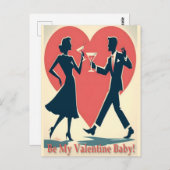 Carte Postale Mid Century Valentine moderne Hip Dancing Couple (Devant / Derrière)