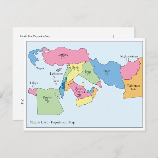 Carte Postale Middle East Population (Devant / Derrière)
