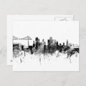 Carte Postale Middlesbrough Angleterre Skyline Noir Blanc (Devant / Derrière)