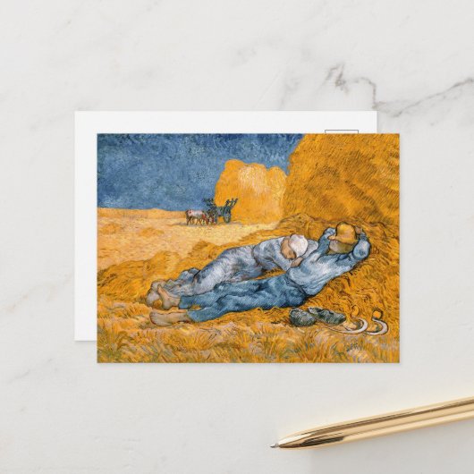 Carte Postale Midi, repos du travail de Vincent Van Gogh (Devant/Arrière en situation)