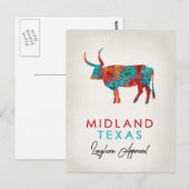 Carte Postale Midland Texas Colorful Longhorn (Devant / Derrière)