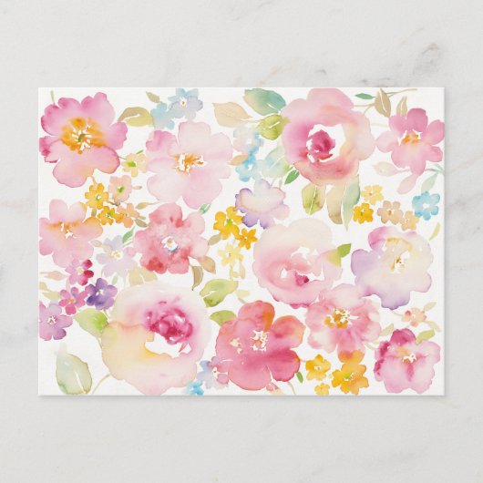 Carte Postale Midsummer | Watercolor Pink Floral (Devant)