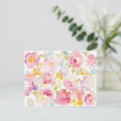 Carte Postale Midsummer | Watercolor Pink Floral (Debout devant)