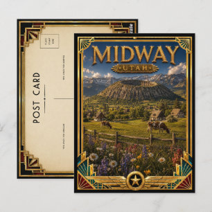 Carte Postale Midway Utah Art Déco Vintage Âge d'Or