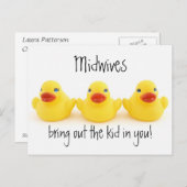 Carte Postale Midwids et canards jaunes en caoutchouc (Devant / Derrière)