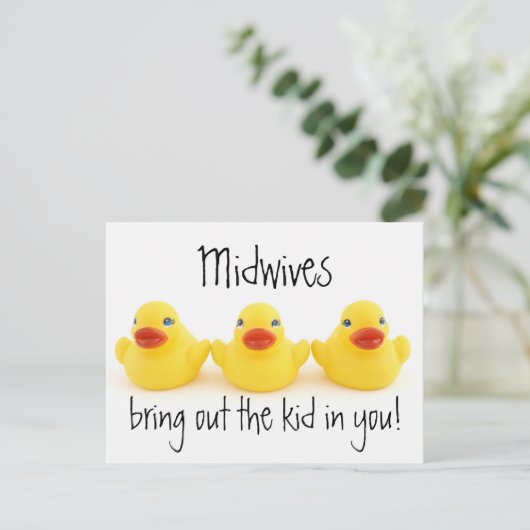 Carte Postale Midwives Enfants et canards jaunes en caoutchouc (Debout devant)