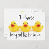 Carte Postale Midwives Enfants et canards jaunes en caoutchouc (Devant / Derrière)