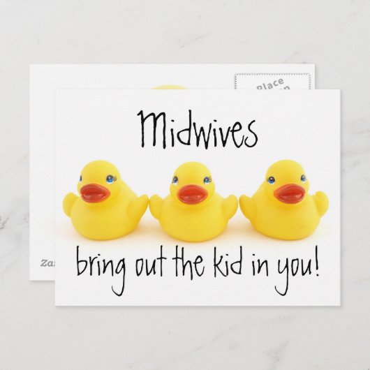 Carte Postale Midwives Enfants et canards jaunes en caoutchouc (Devant / Derrière)