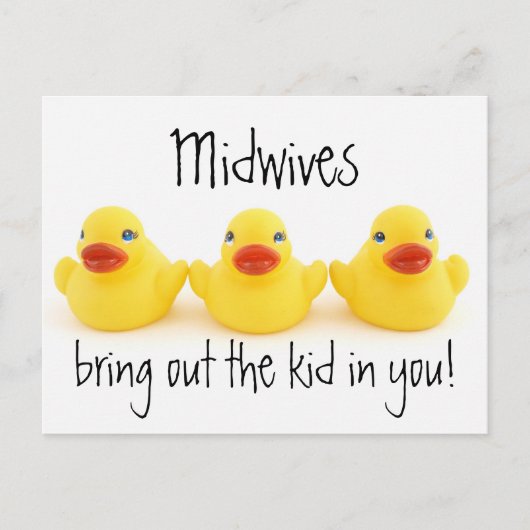 Carte Postale Midwives Enfants et canards jaunes en caoutchouc (Devant)