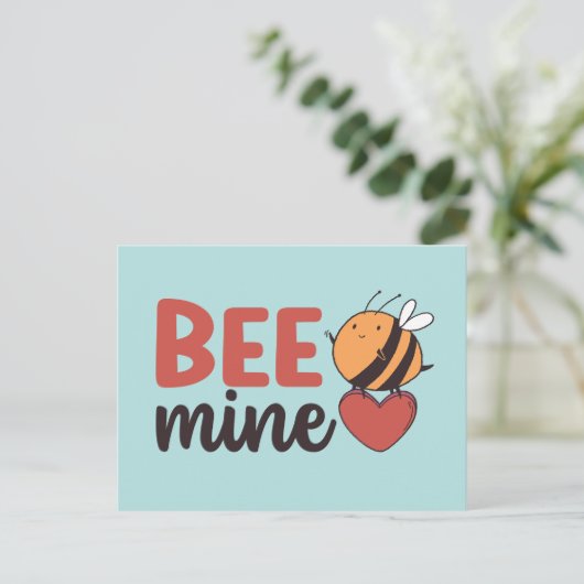 Carte Postale Miel Abee Mine Cute Pun Drôle Saint Valentin (Debout devant)