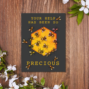 Carte Postale Miel abeilles moderne Noir Merci personnalisable