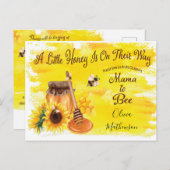 Carte Postale Miel mignon abeille Rustique Baby shower neutre ge (Devant / Derrière)