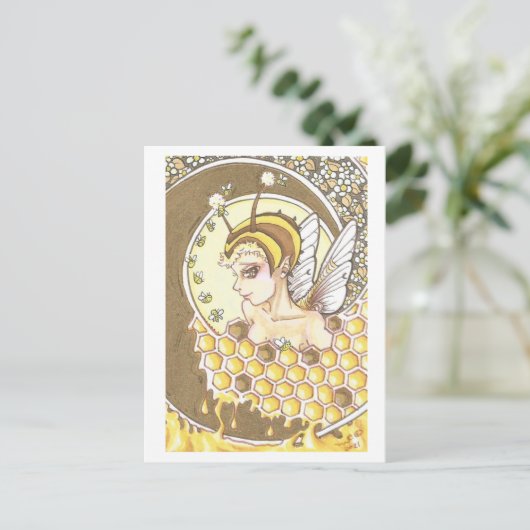 Carte Postale Miel Spiral Fairy Bee Nymph Imaginaire Art Imprime (Debout devant)