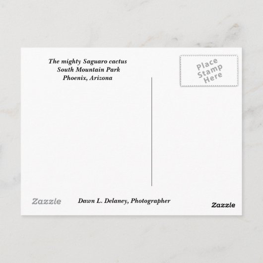 Carte Postale Mighty Saguaro (118), Arizona (Dos)