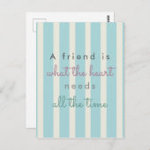 Carte Postale mignon amitié citation inspirationnelle rayures bl (Devant / Derrière)