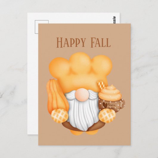 Carte Postale mignon Automne Saison cuisson gnome ajouter du tex (Devant / Derrière)