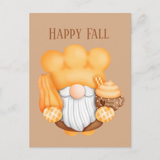 Carte Postale mignon Automne Saison cuisson gnome ajouter du tex (Devant)
