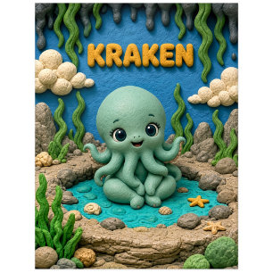 Carte Postale Mignon bébé kraken, mythique