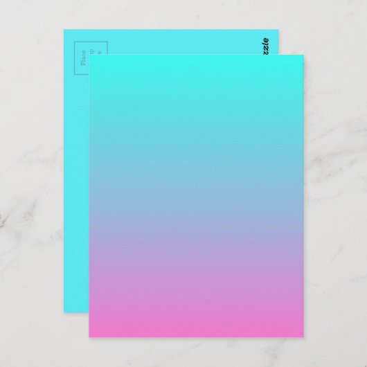 Carte Postale mignon caisson ombre sirène rose Fuchsia turquoise (Devant / Derrière)