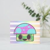 CARTE POSTALE MIGNON CHAMPIGNON GINGHAM PATCHWORK CARREAUX (Debout devant)