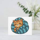 Carte Postale Mignon Chat Orange Endormi Sous Couverture Design  (Debout devant)