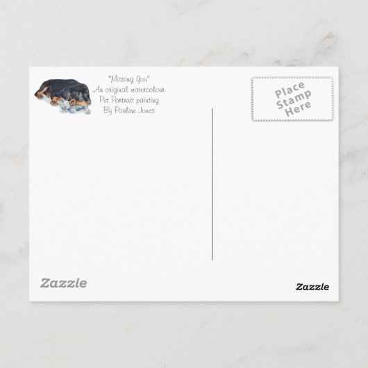 Carte Postale mignon chiot chien rottweiler bouddling ourson art (Dos)