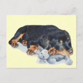 Carte Postale mignon chiot chien rottweiler bouddling ourson art (Devant)