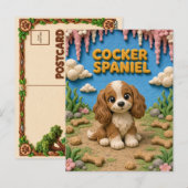 Carte Postale Mignon chiot Cocker Spaniel, bébé chien (Devant / Derrière)