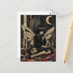 Carte Postale Mignon collage multimédia de fée vintage