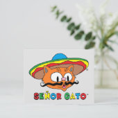 Carte Postale Mignon Drôle Coloré Cartoon Chat Cinco de Mayo (Debout devant)
