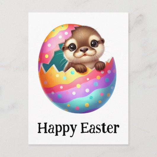 Carte Postale Mignon Drôle Mignon Pâques Loutre Bébé (Devant)