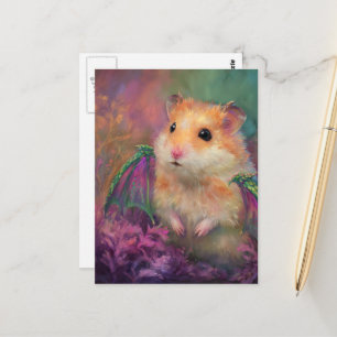Carte Postale Mignon et adorable doux hamster dragon