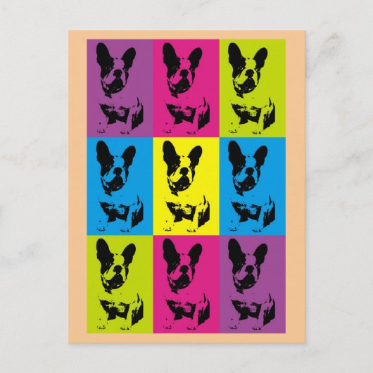 Carte Postale Mignon French Bulldog Frenchie Pop Art Amusant (Devant)