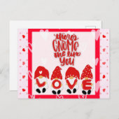 Carte Postale Mignon Gnome Drôle de la Saint-Valentin Cœurs Amou (Devant / Derrière)
