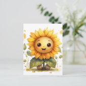 Carte Postale Mignon & Joyeux Tournesol Jaune (Debout devant)