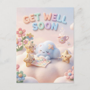 Carte Postale Mignon Kawaii Prompt rétablissement avec nuage end