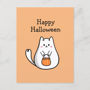 Carte Postale Mignon Kitty Chat Halloween Joyeux Trick or Treat