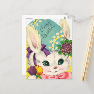 Carte Postale mignon lapin vintage de Pâques rétro