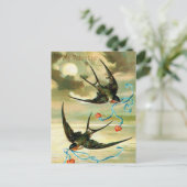 Carte Postale mignon oiseau vintage Valentine (Debout devant)