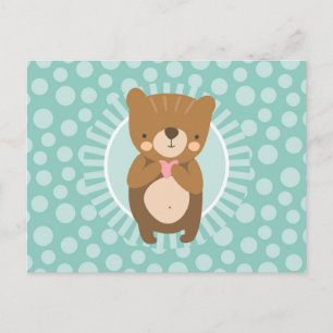 Carte Postale Mignon Ours en Peluche Brun Coeur
