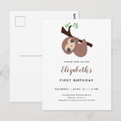 Carte Postale Mignon paresseux Premier Anniversaire Animal Adora (Devant / Derrière)